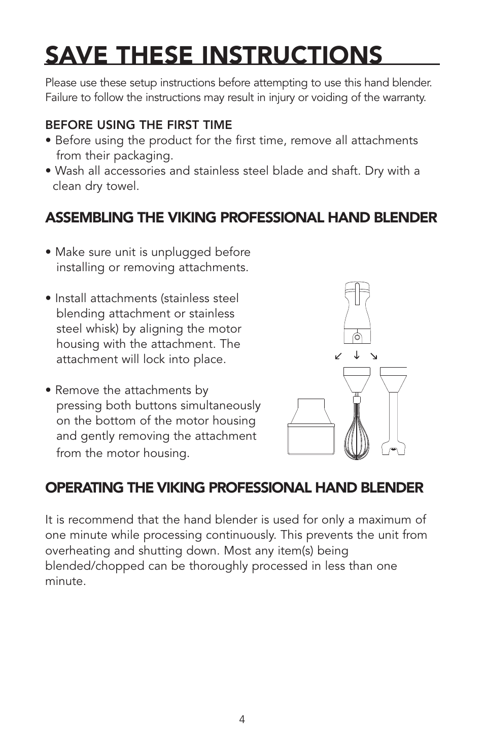 Save these instructions | Viking VHB300 User Manual | Page 4 / 16