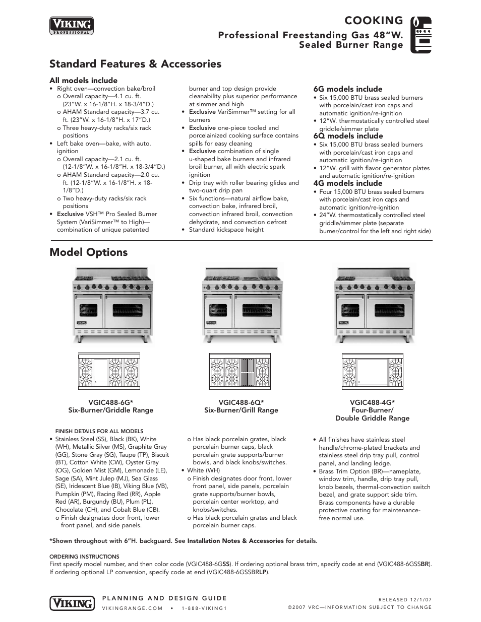 Viking VGIC488-6Q* User Manual | 7 pages