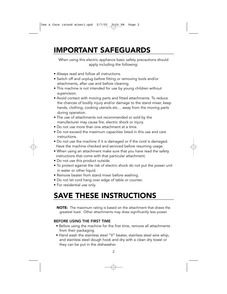 Important safeguards, Save these instructions | Viking VSM500 User Manual | Page 2 / 43