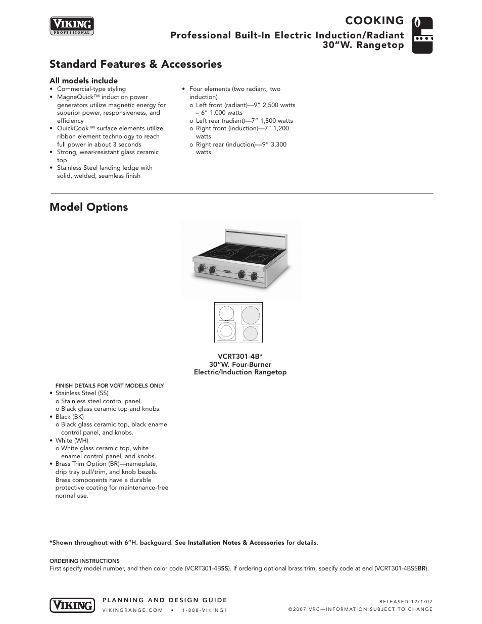 Viking VCRT301-4B User Manual | 5 pages