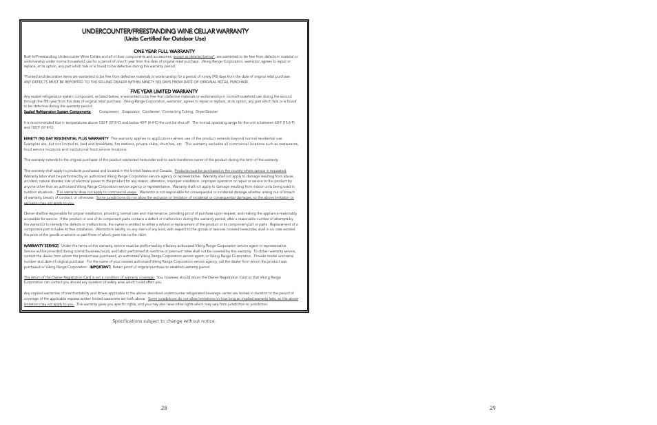 Units certified for outdoor use) | Viking F20050 EN User Manual | Page 15 / 16