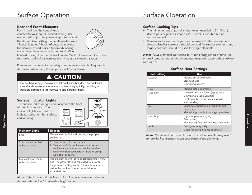 Surface operation, Warning danger caution for your safety | Viking F20537 User Manual | Page 10 / 28