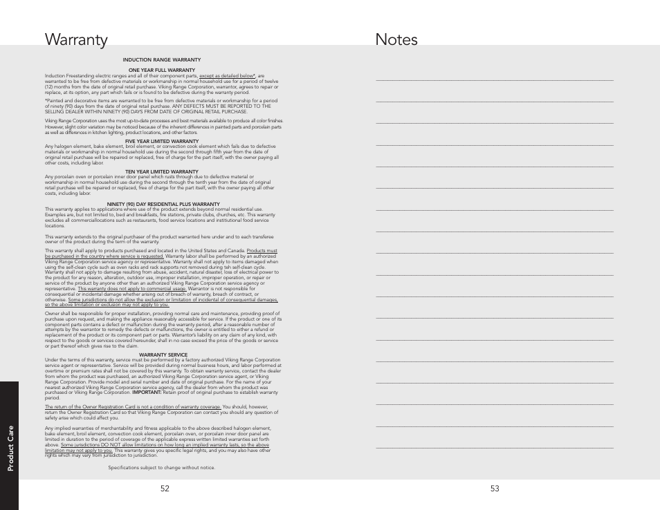 Warranty | Viking F20537 User Manual | Page 27 / 28
