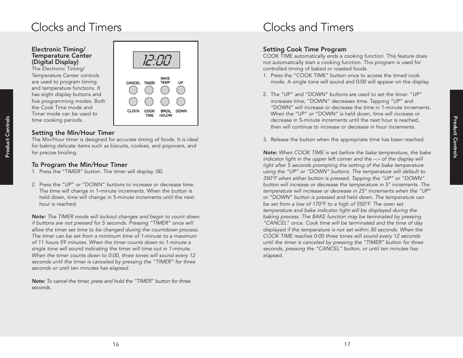 Clocks and timers | Viking F20517 User Manual | Page 9 / 20