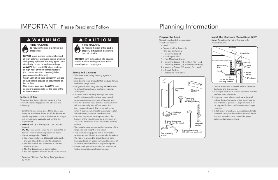 Planning information, Important, Please read and follow | Fire hazard | Viking F20560 User Manual | Page 3 / 8