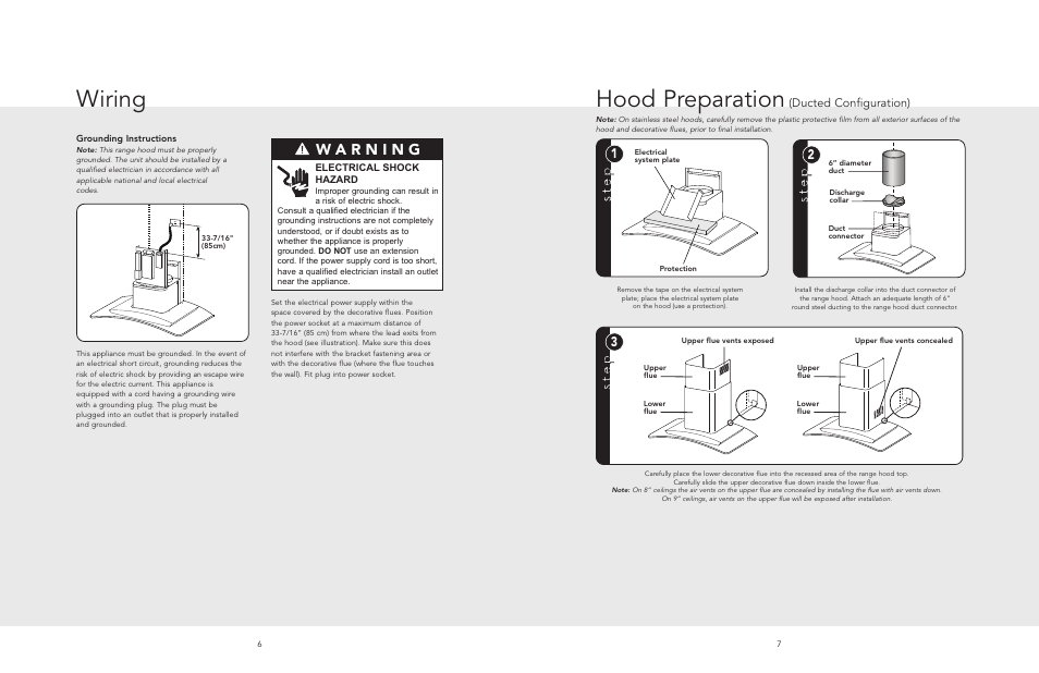 Wiring hood preparation (ducted configuration), Wiring, Hood preparation | Ducted configuration) | Viking F20560 User Manual | Page 4 / 8