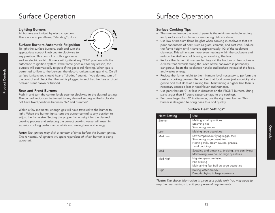 Surface operation | Viking F20679C User Manual | Page 7 / 12