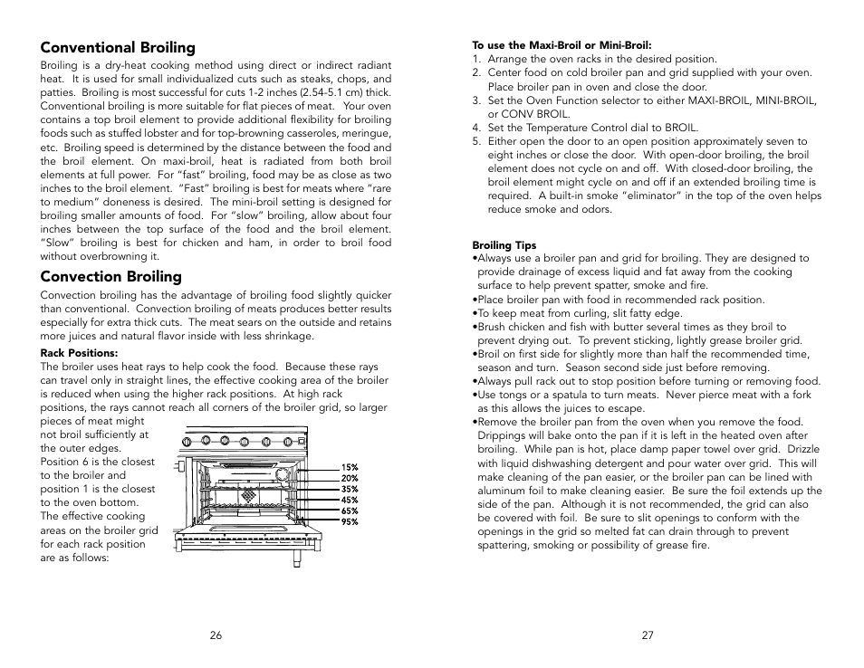 Conventional broiling, Convection broiling | Viking F20143D User Manual | Page 14 / 20