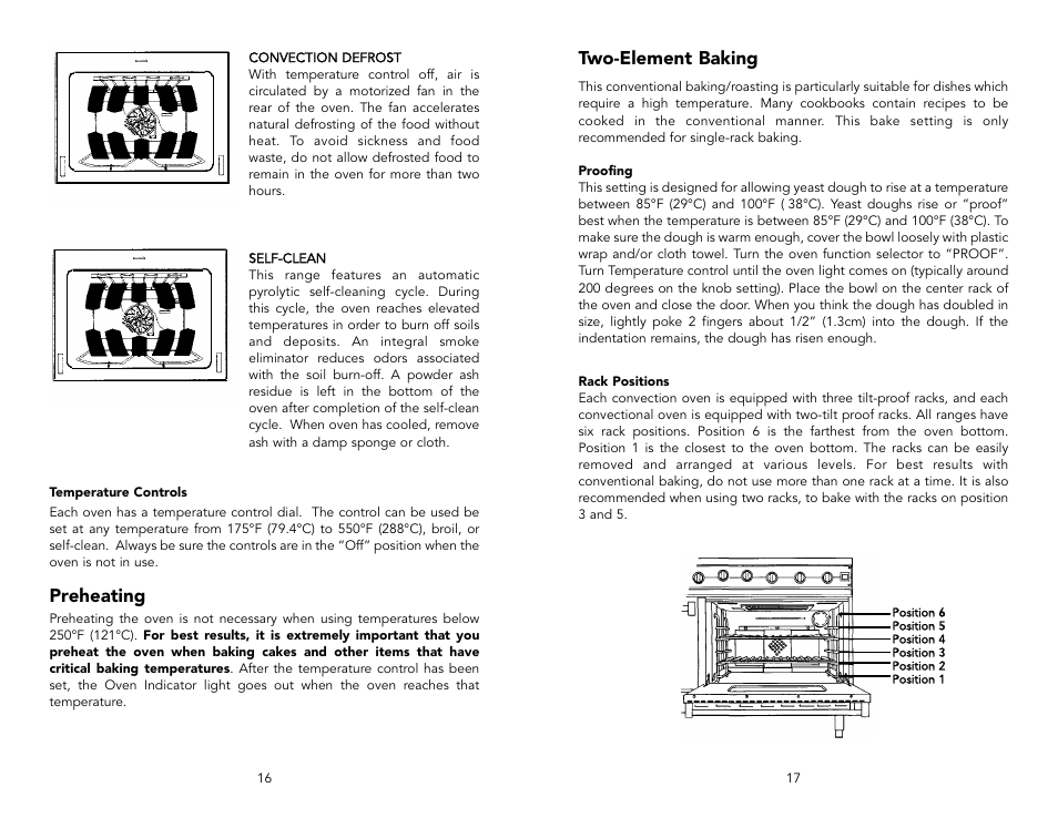 Preheating, Two-element baking | Viking F20143D User Manual | Page 9 / 20