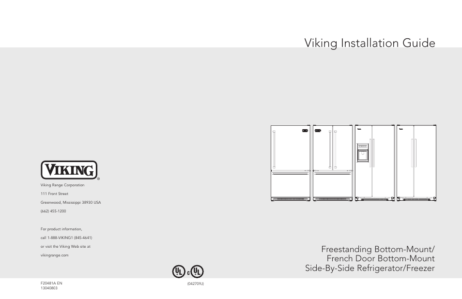 Viking F20481 User Manual | 22 pages