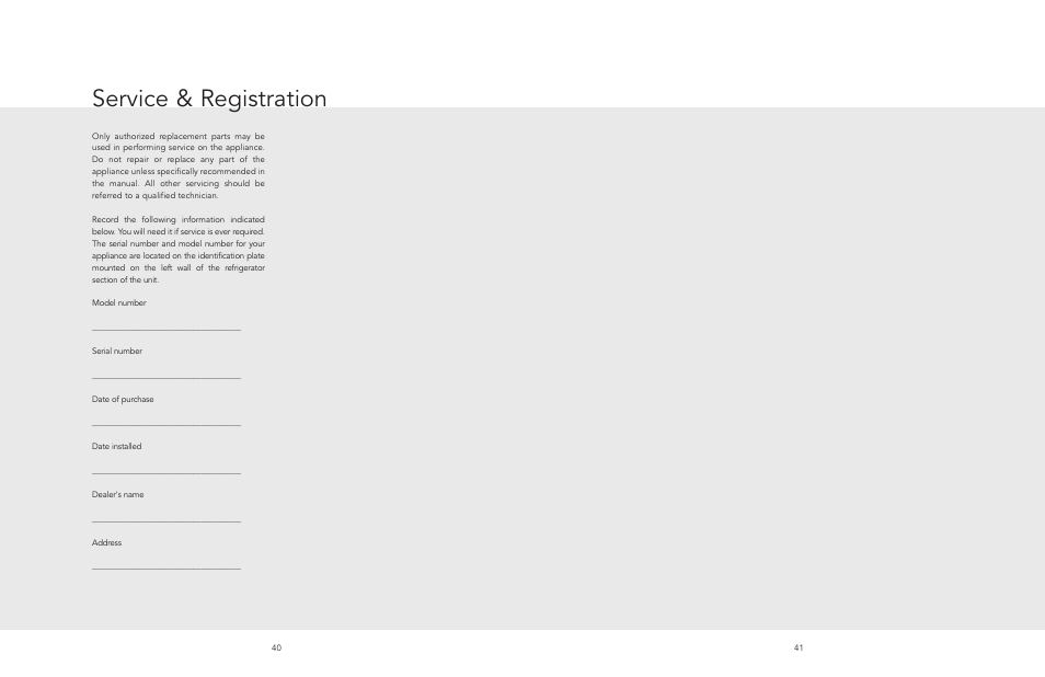 Service & registration | Viking F20481 User Manual | Page 21 / 22