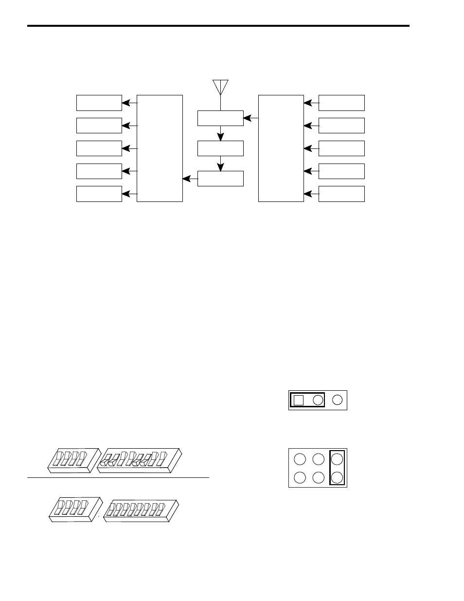 Figure 2-4 5-channel combining system, 9 repeater data bus installation, 1 mpc data bus switch settings | Figure 2-5 mpc data bus switches, 2 mpc data bus jumper settings, Figure 2-6 mpc jumpers | Viking 242-2009-632 User Manual | Page 36 / 260