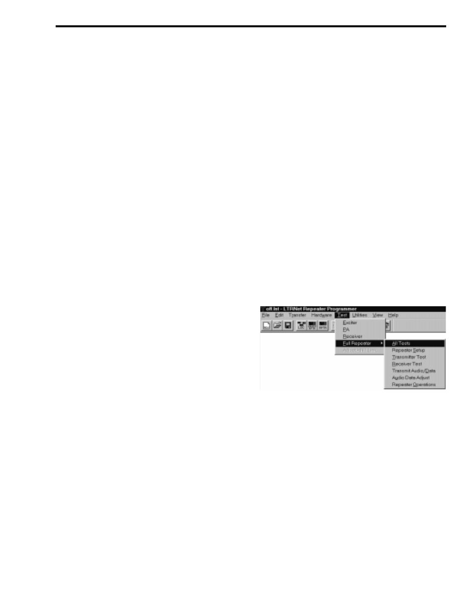 2 miscellaneous software information, 1 minimum free memory required, 2 software installation | 3 starting the program, 3 alignment software, Figure 3-3 repeater test menu, 4 help | Viking 242-2009-632 User Manual | Page 45 / 260