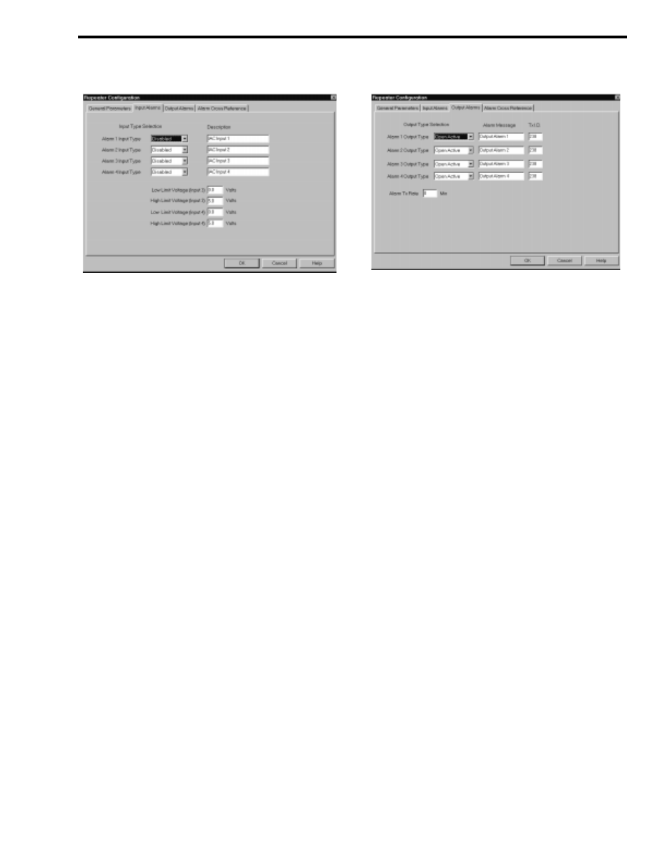 Figure 4-10 input alarms, Figure 4-11 output alarms | Viking 242-2009-632 User Manual | Page 63 / 260