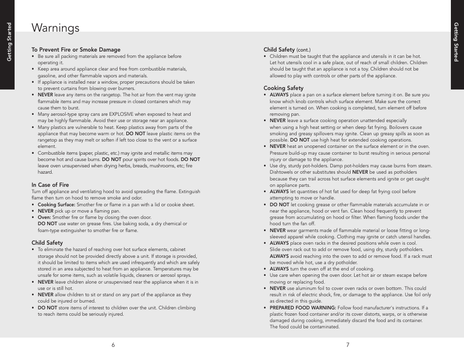 Warnings | Viking F20507 User Manual | Page 4 / 26