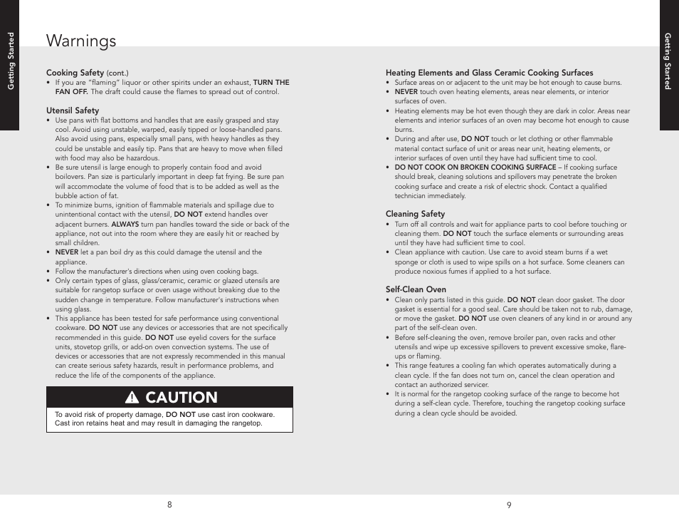 Warnings, Caution | Viking F20507 User Manual | Page 5 / 26