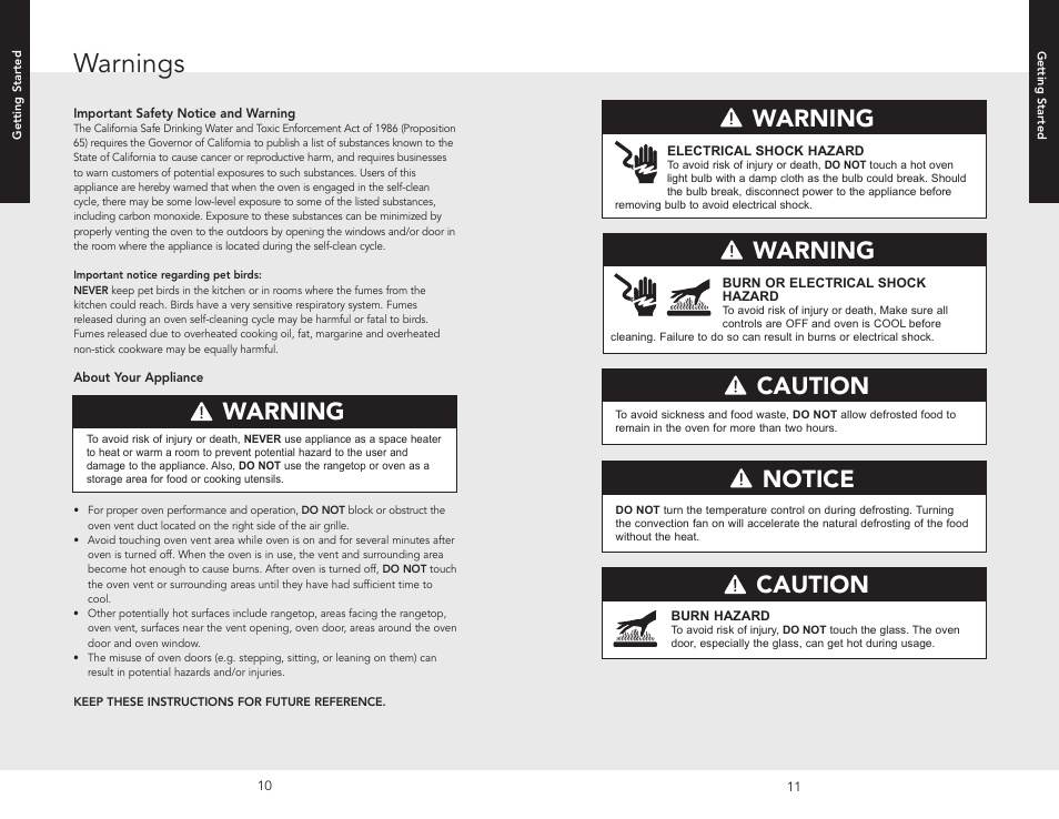 Warnings, Warning caution, Warning | Notice, Caution | Viking F20507 User Manual | Page 6 / 26