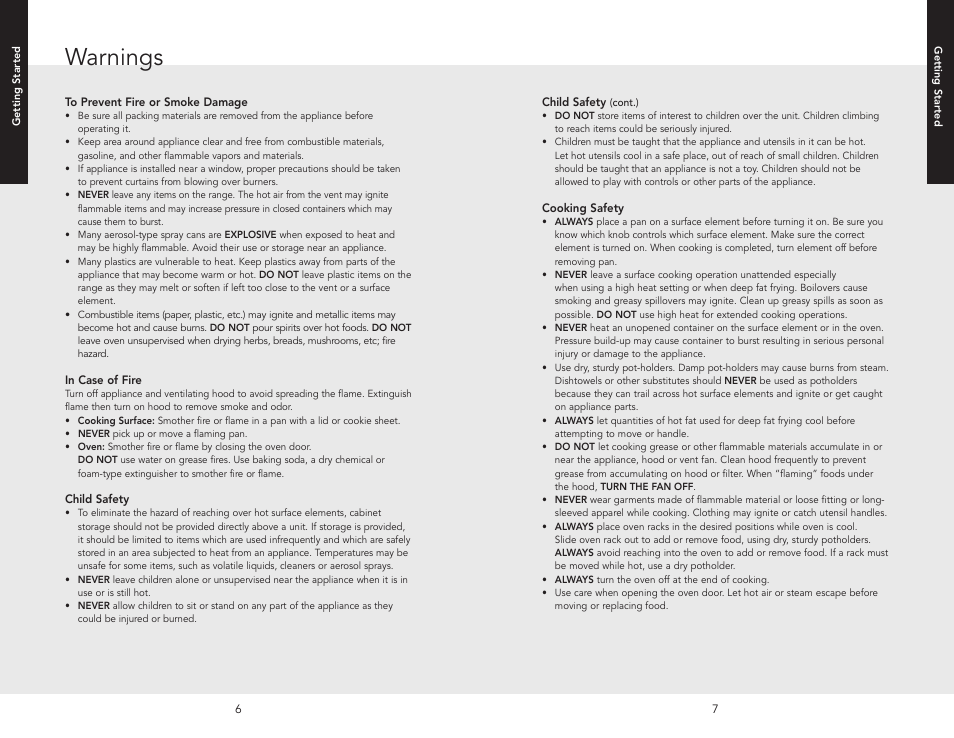 Warnings | Viking F20537B EN User Manual | Page 4 / 28