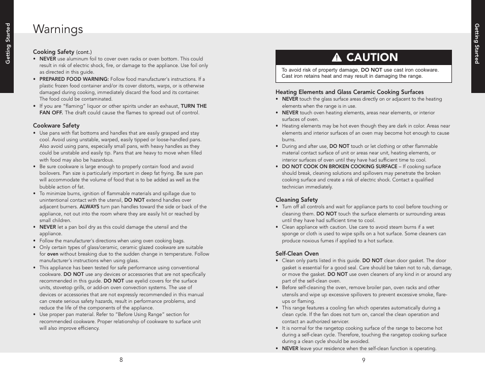 Warnings, Caution | Viking F20537B EN User Manual | Page 5 / 28