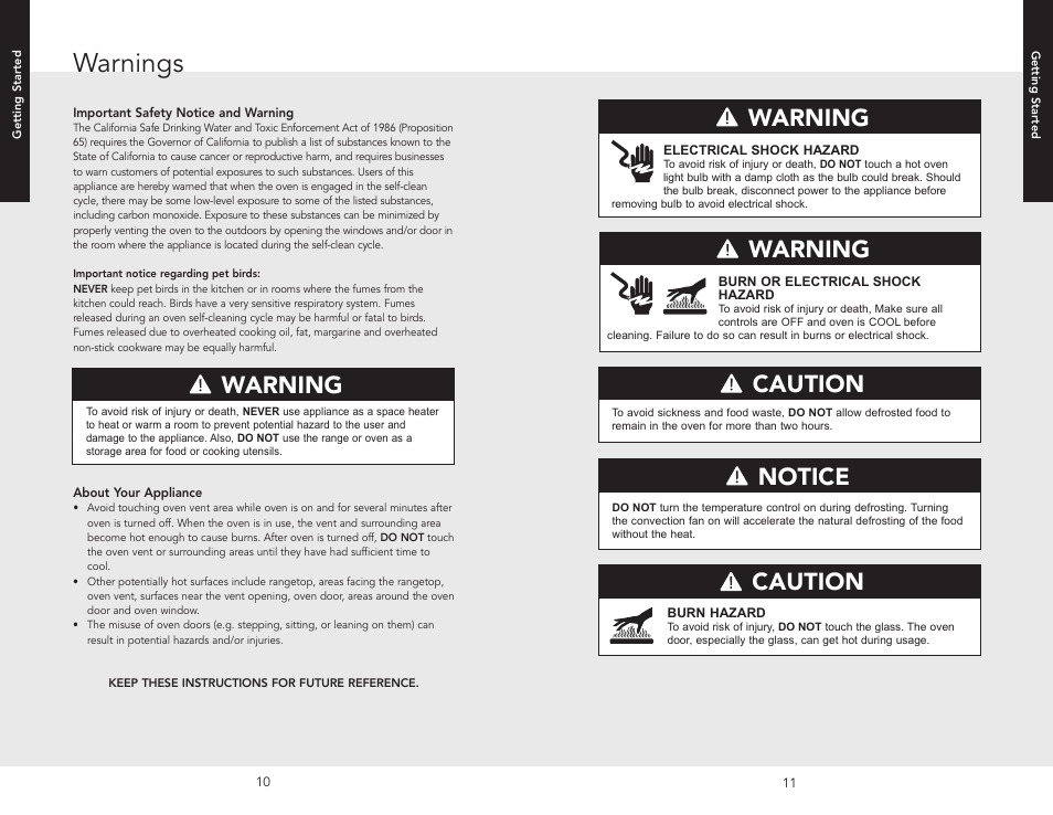 Warnings, Warning caution, Warning | Notice, Caution | Viking F20537B EN User Manual | Page 6 / 28