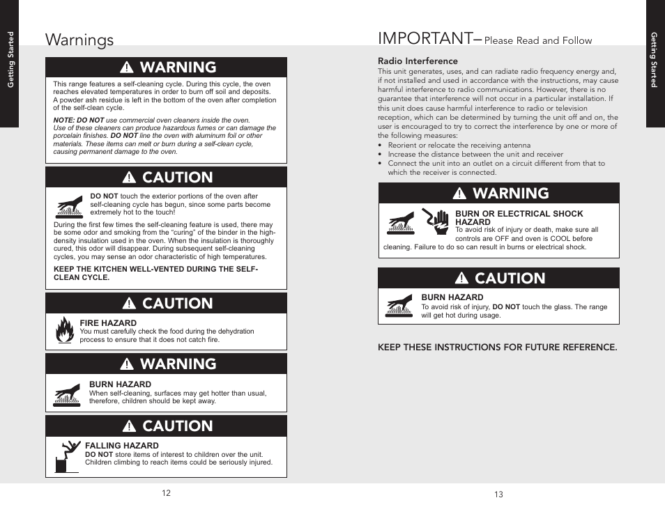 Warnings, Important, Caution | Warning | Viking F20537B EN User Manual | Page 7 / 28