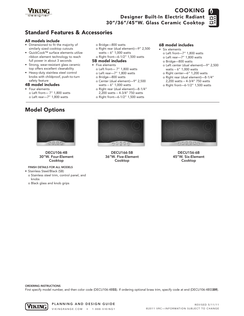 Viking DECU165-5B 36"W User Manual | 5 pages