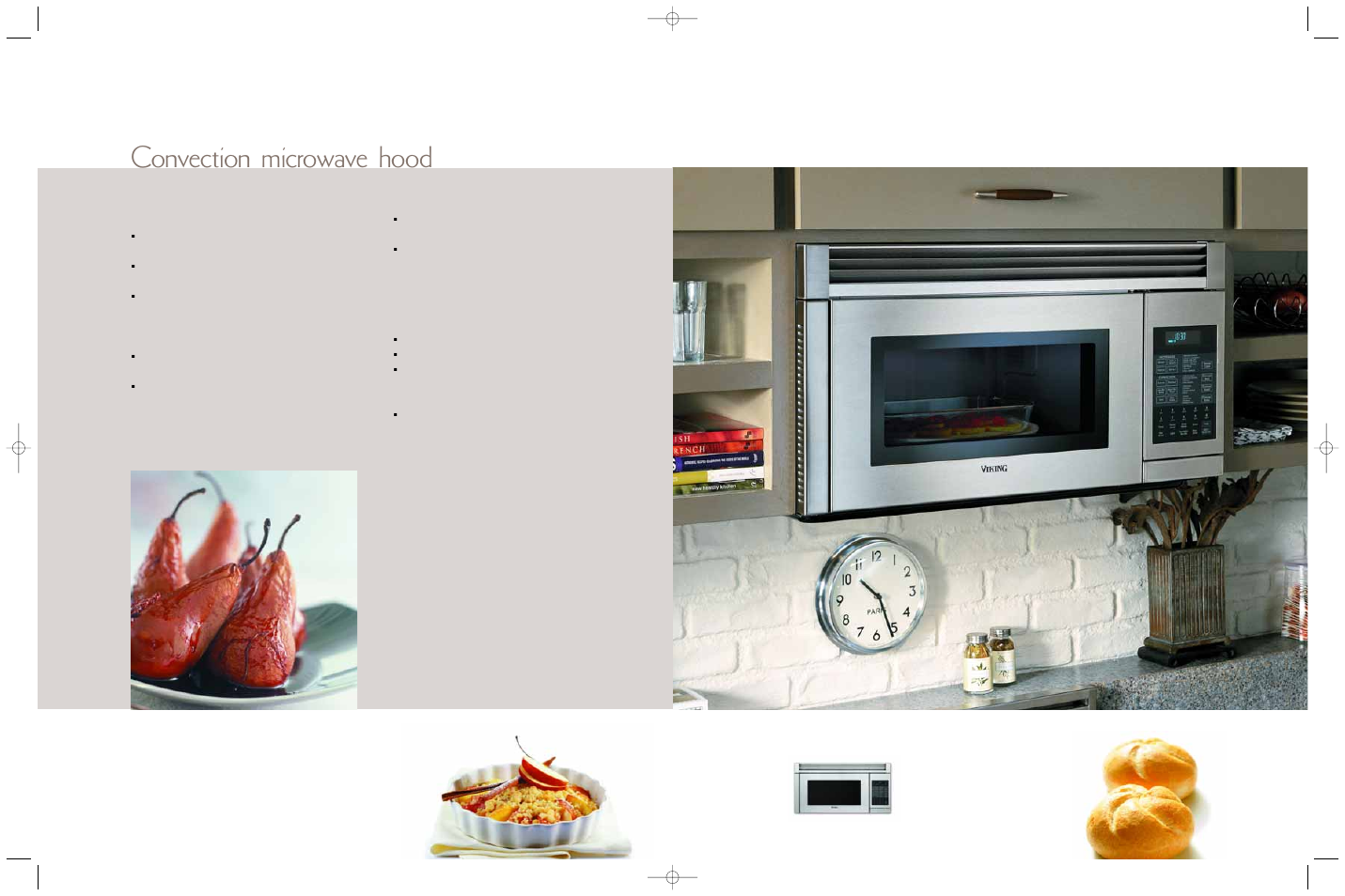 Convection microwave hood, Professional features, Spacious oven cavity | Installation options | Viking F60044H User Manual | Page 13 / 20