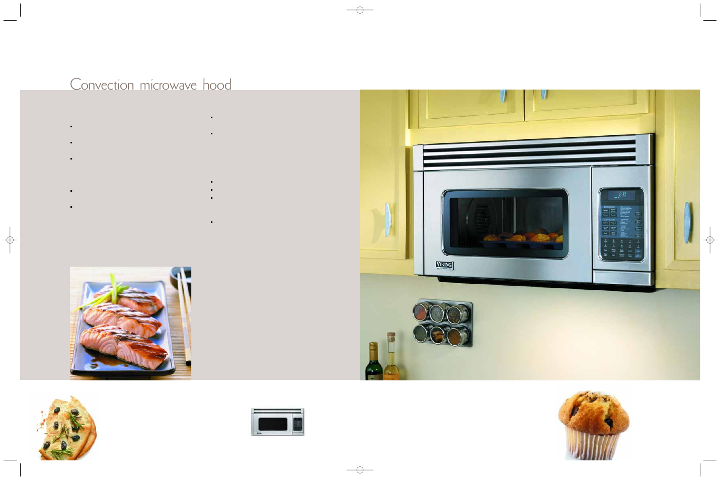 Convection microwave hood, Professional features, Spacious oven cavity | Installation options | Viking F60044H User Manual | Page 7 / 20