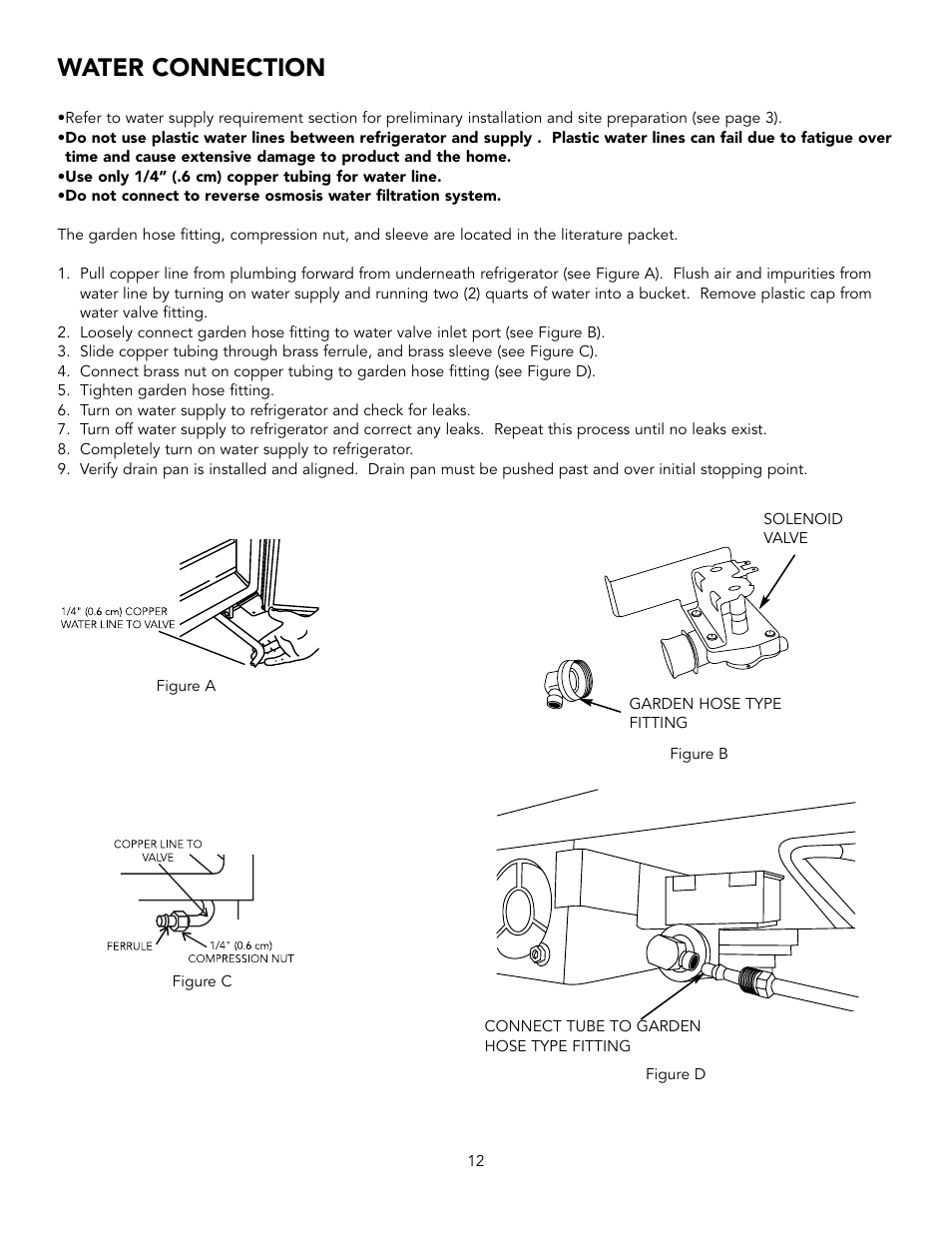 Water connection | Viking BRTGK72SS User Manual | Page 12 / 16