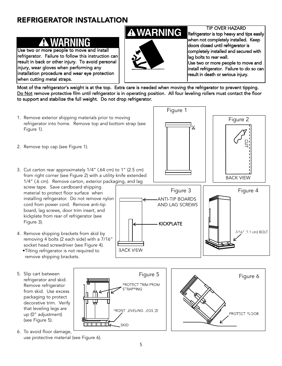 Refrigerator installation | Viking BRTGK72SS User Manual | Page 5 / 16