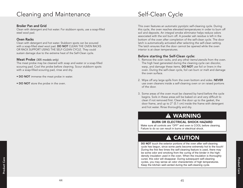 Troubleshootin, Service informatio, Troubleshooting service information | Self-clean cycle, Cleaning and maintenance | Viking F20669B EN (011910) User Manual | Page 23 / 26