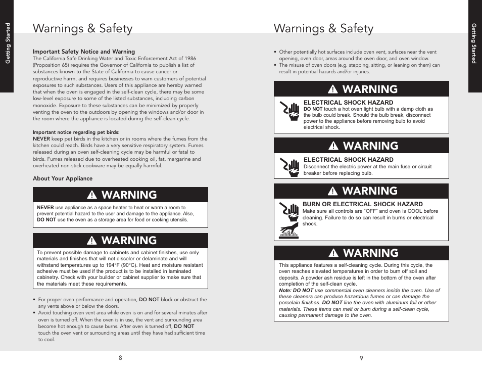 Warnings & safety, Warning | Viking F20669B EN (011910) User Manual | Page 5 / 26