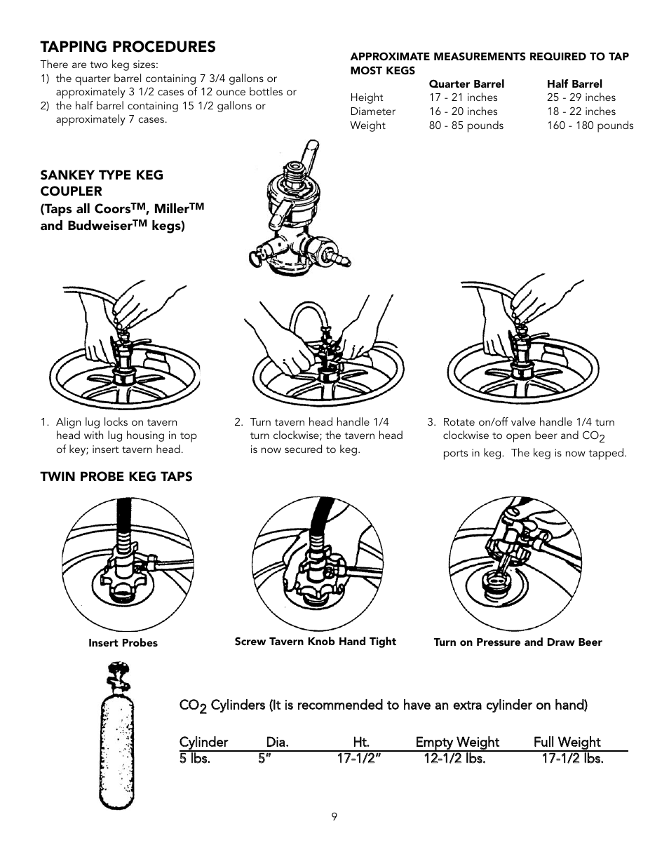 Tapping procedures | Viking VRBD/VUBD 24" W. BEVERAGE DISPENSER User Manual | Page 9 / 16