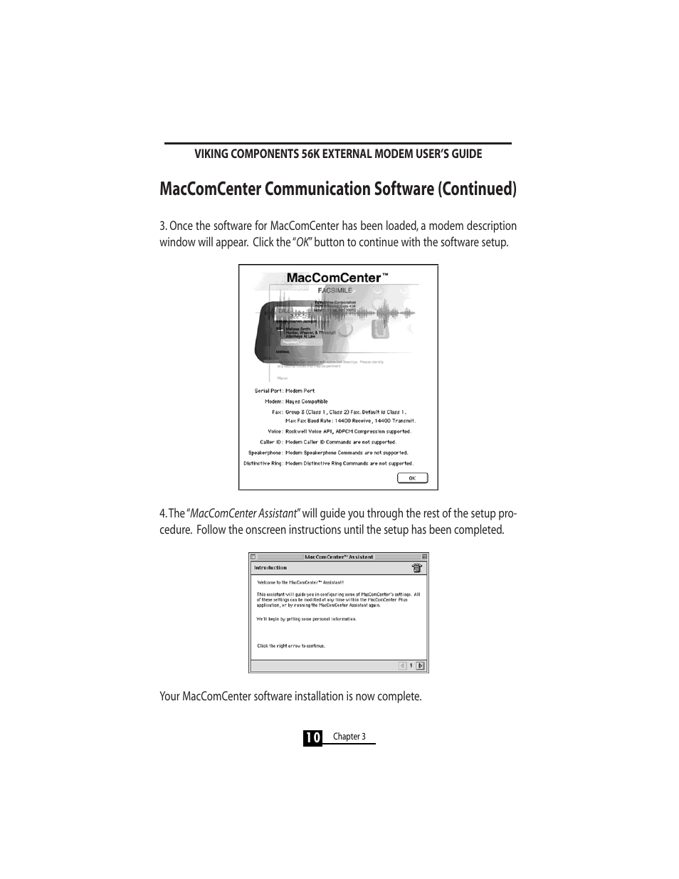 Maccomcenter communication software (continued) | Viking 56K User Manual | Page 12 / 45