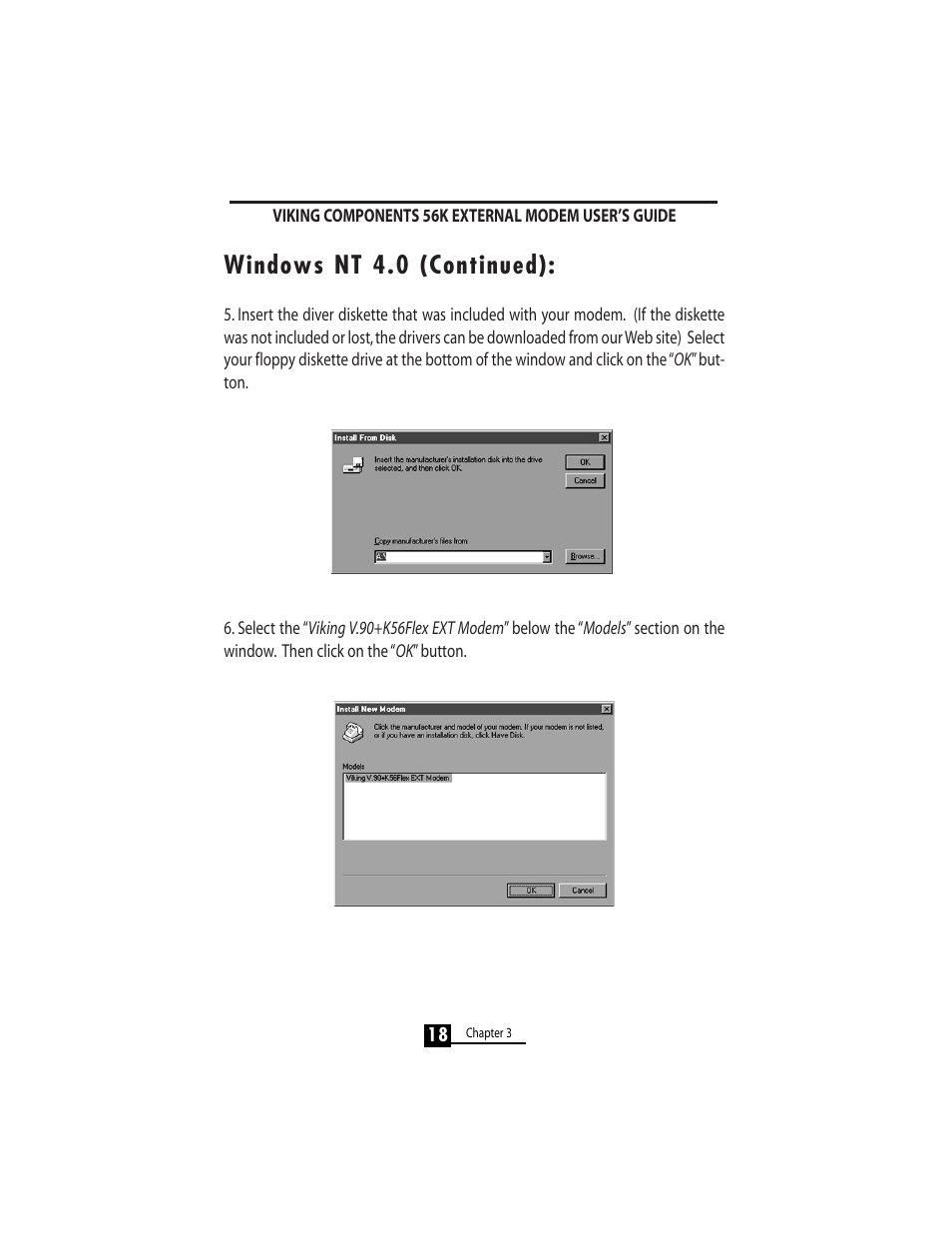 Windows nt 4.0 (continued) | Viking 56K User Manual | Page 20 / 45