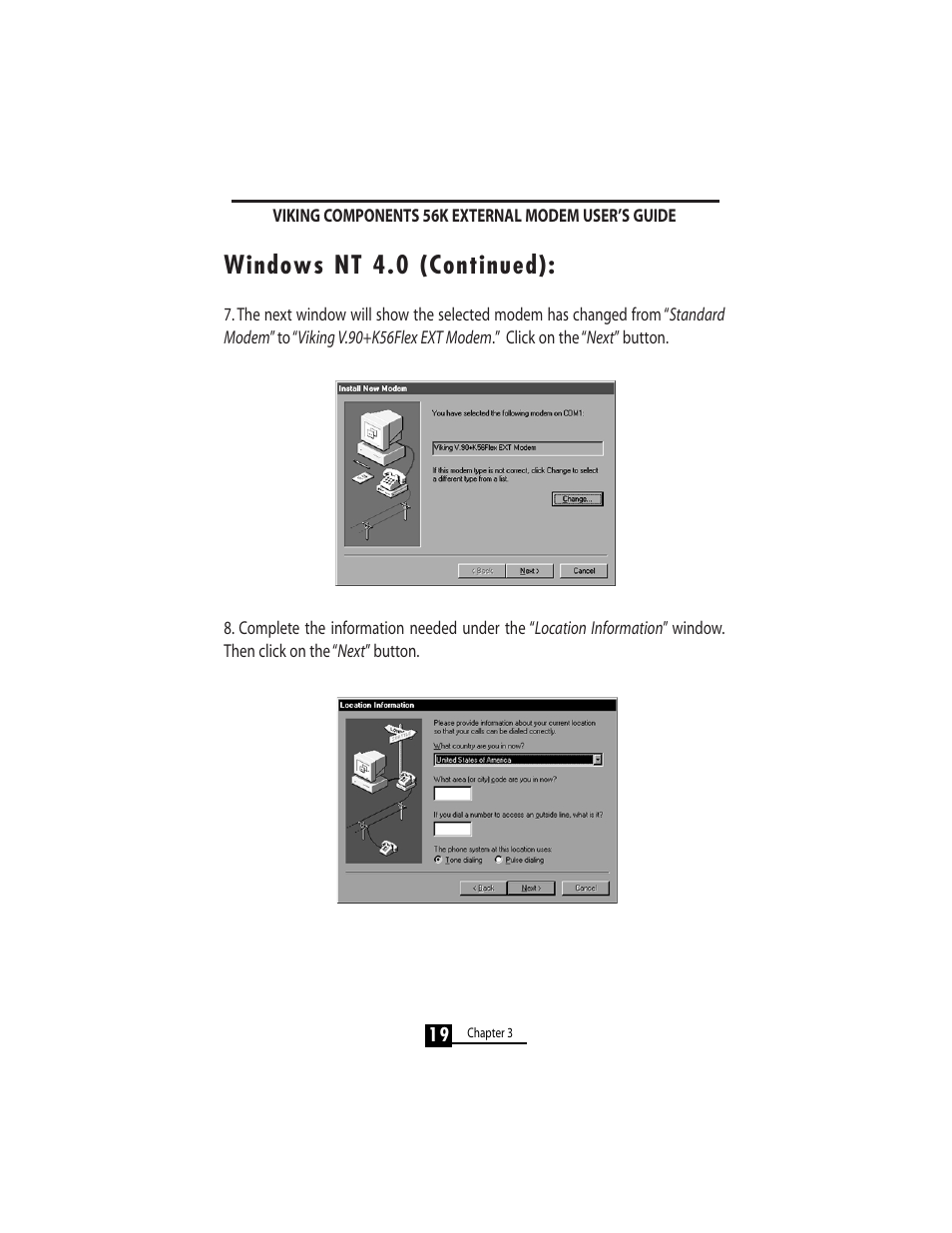 Windows nt 4.0 (continued) | Viking 56K User Manual | Page 21 / 45