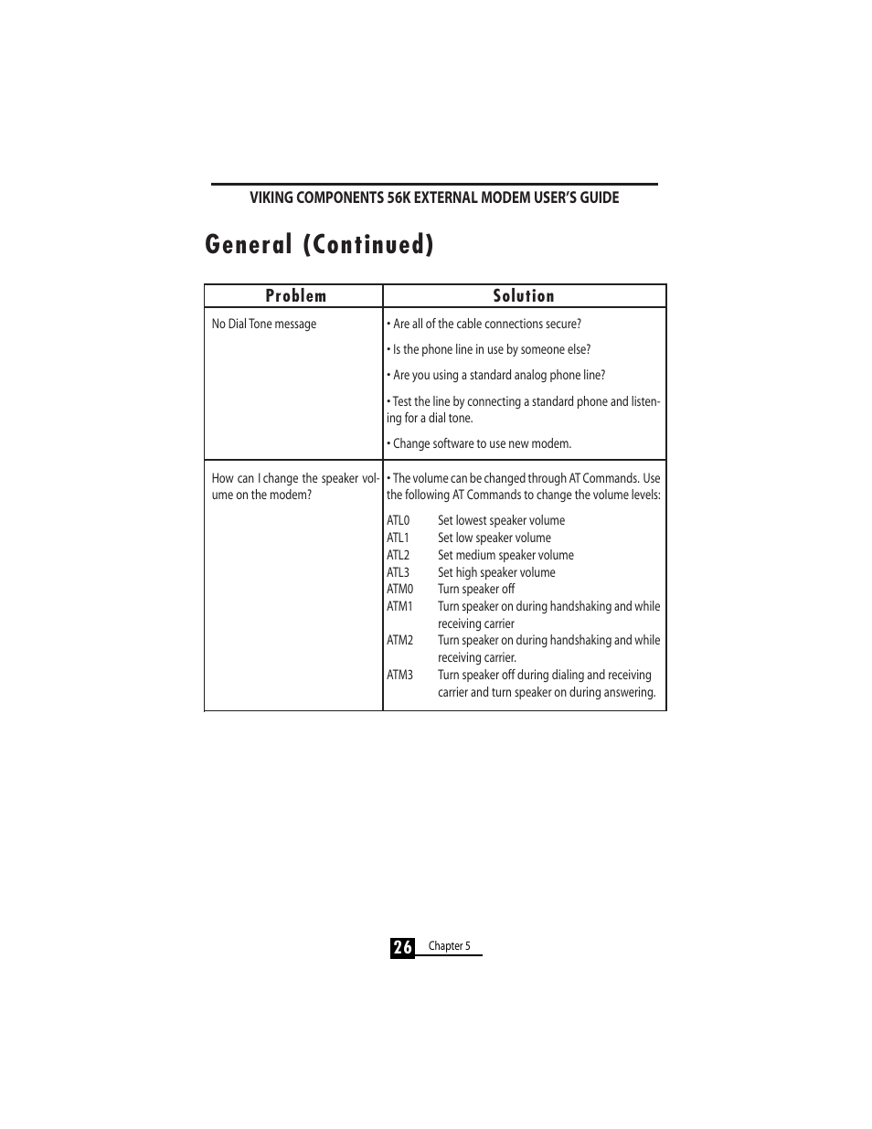 General (continued) | Viking 56K User Manual | Page 28 / 45
