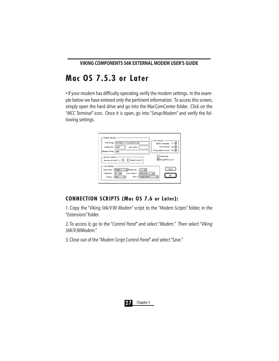 Mac os 7.5.3 or later | Viking 56K User Manual | Page 29 / 45