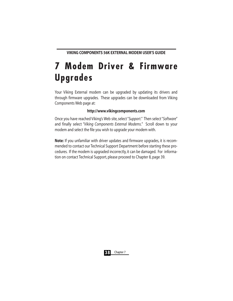 7 modem driver & firmware upgrades | Viking 56K User Manual | Page 40 / 45