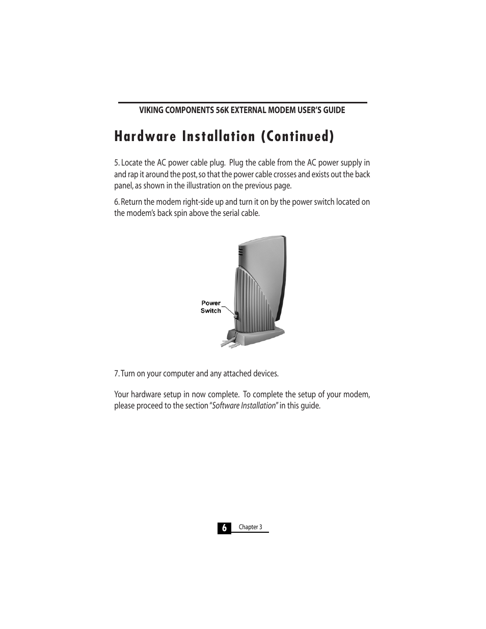 Hardware installation (continued) | Viking 56K User Manual | Page 8 / 45