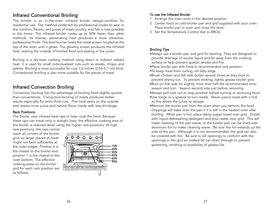 Infrared conventional broiling, Infrared convection broiling | Viking F1220L User Manual | Page 14 / 20