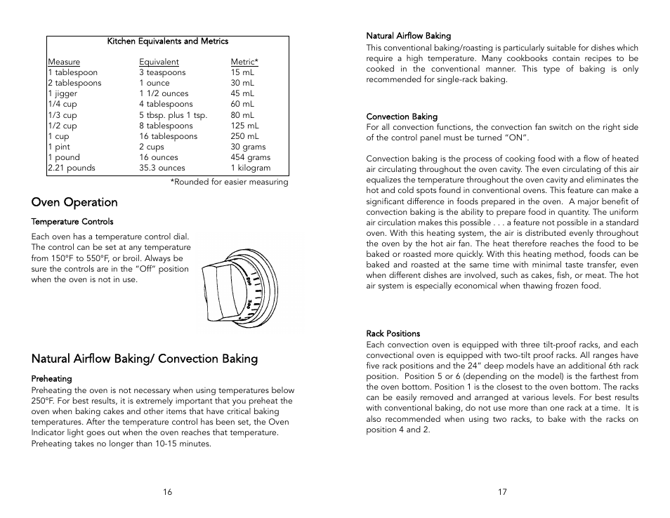 Oven operation, Natural airflow baking/ convection baking | Viking F1220L User Manual | Page 9 / 20