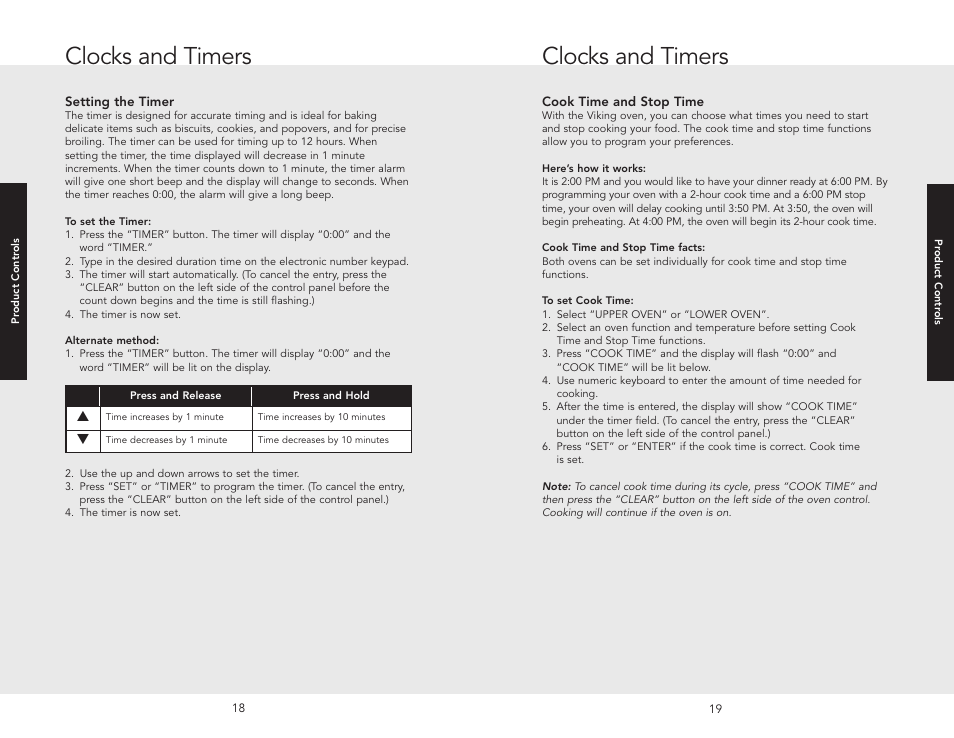 Clocks and timers | Viking F20686 User Manual | Page 10 / 34