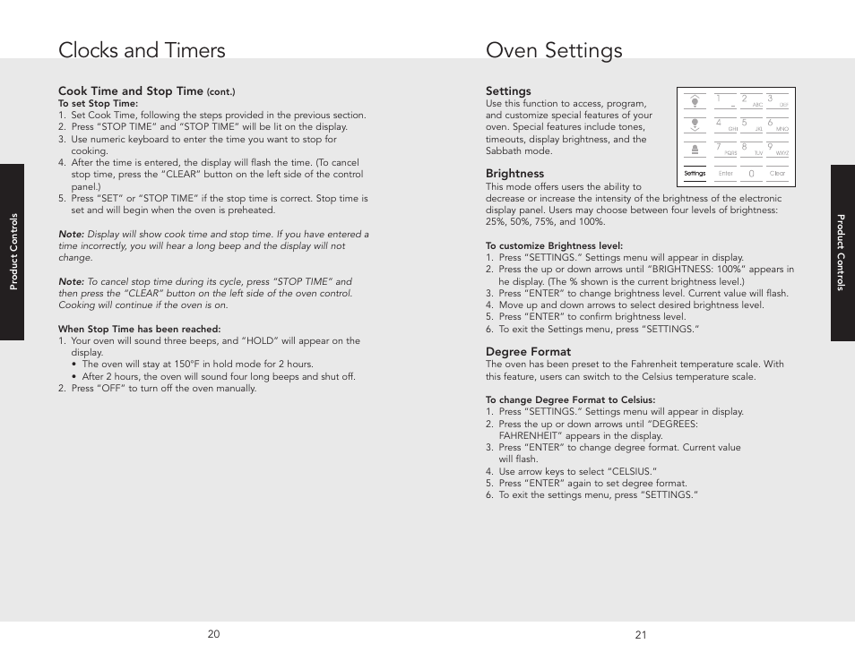 Oven settings, Clocks and timers oven settings, Clocks and timers | Viking F20686 User Manual | Page 11 / 34
