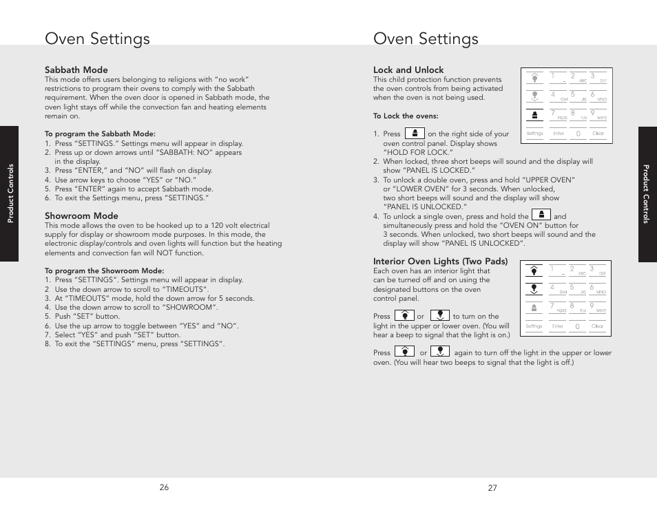 Oven settings | Viking F20686 User Manual | Page 14 / 34