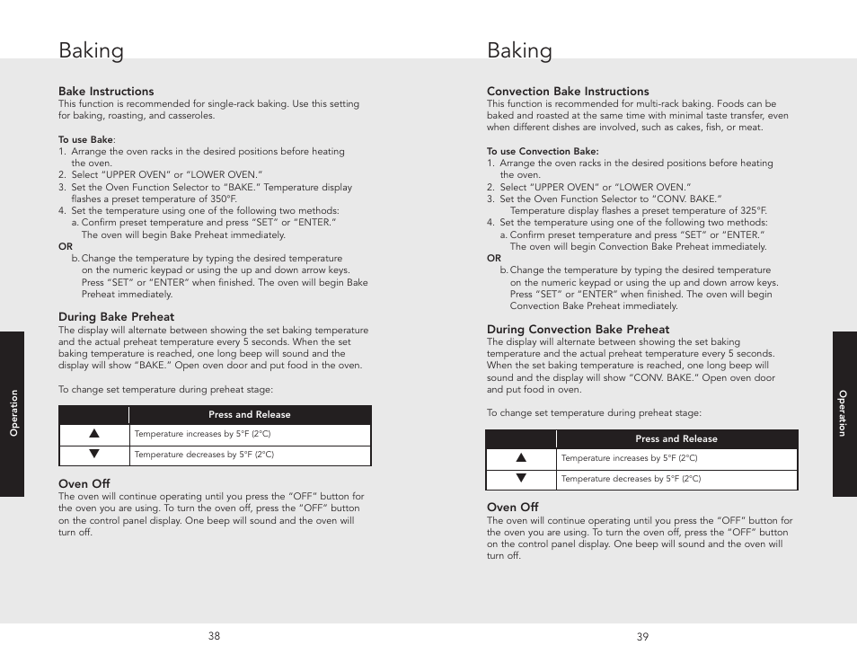 Bake instructions, Tru conv (truconvec™), Baking | Viking F20686 User Manual | Page 20 / 34