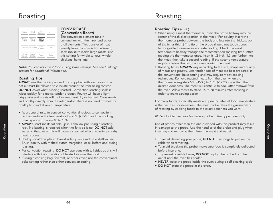 Roasting, Conv roast(convection roast), Solving baking problems roasting | Viking F20686 User Manual | Page 23 / 34