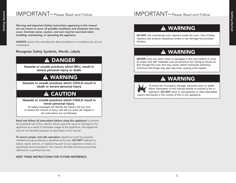 Getting started, Product controls, Important | Danger, Warning caution warning, Warning | Viking F20686 User Manual | Page 3 / 34