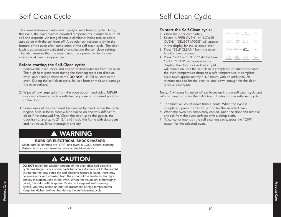 Self-clean cycle, Caution warning | Viking F20686 User Manual | Page 31 / 34