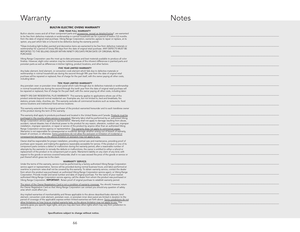 Warranty | Viking F20686 User Manual | Page 34 / 34